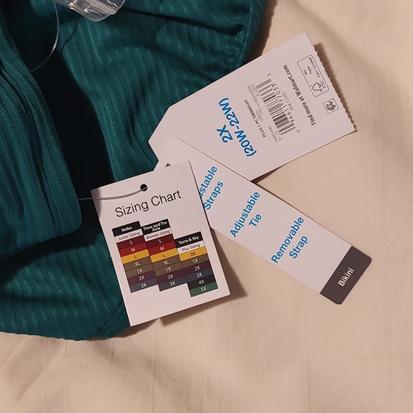 Time and Tru Green Ribbed Open Attached Top and Bottom Swimsuit - Picture 6 of 7